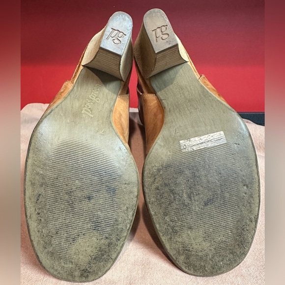 Paul Green Brown Leather Peep Toe Sling Back Side Zip Bootie/Heels Women’s Sz 7 - Picture 8 of 10